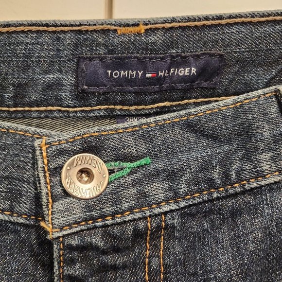 Y2K 2009 Tommy Hilfiger Jeans Men’s Size 38X30 Canvas Logo  Boot Cut  Blue Denim - Picture 3 of 10